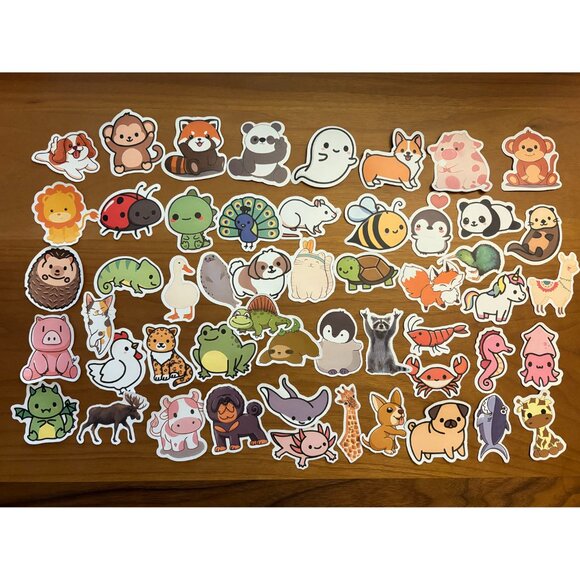 Animals Cute Kawaii Zoo Sealife Waterproof Vinyl 100 PCS Stickers (SKU: 69ST) - Picture 2 of 2